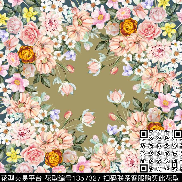 方巾女装花卉数码印花华亿平台下载（图片编号: 1357327） - 瓦栏（Walan）