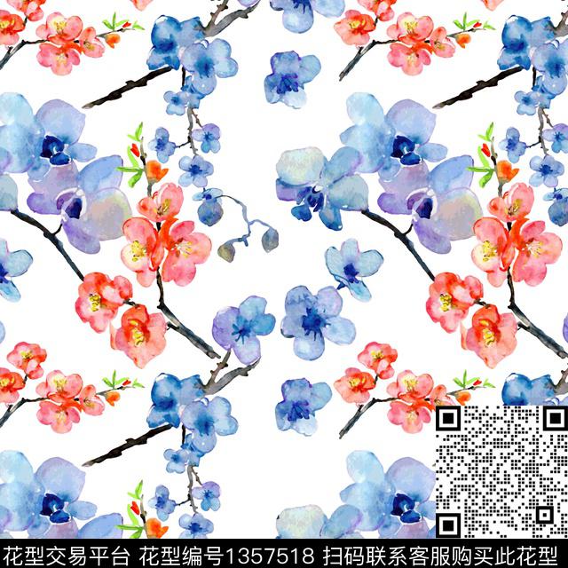 花卉大牌风小清新数码印花华亿平台下载（图片编号: 1357518） - 瓦栏（Walan）