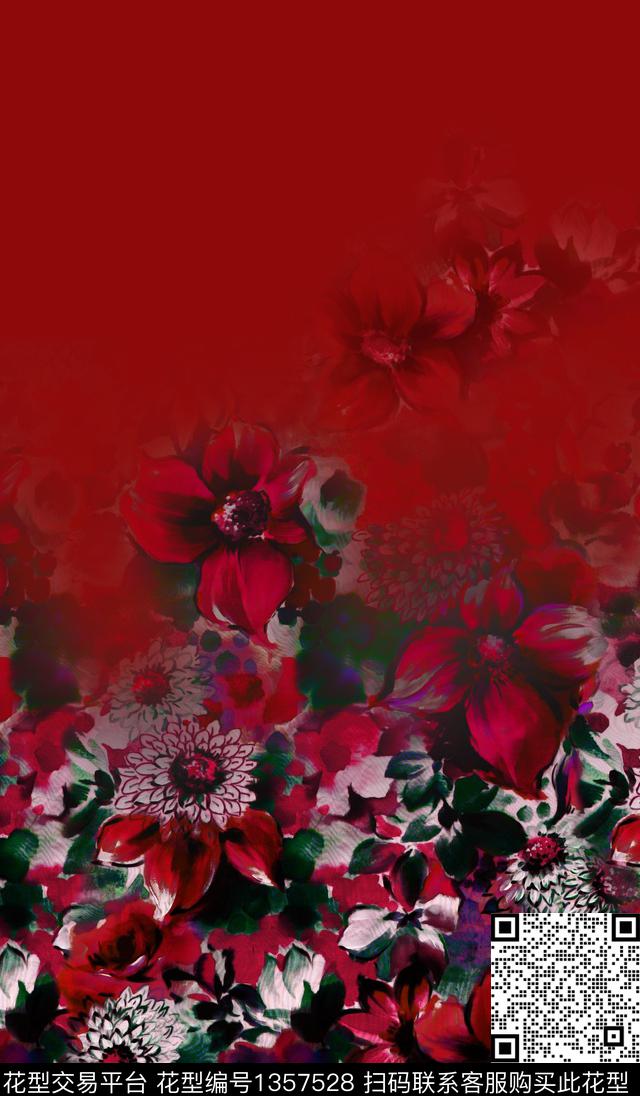 定位花复古花卉数码印花华亿平台下载（图片编号: 1357528） - 瓦栏（Walan）