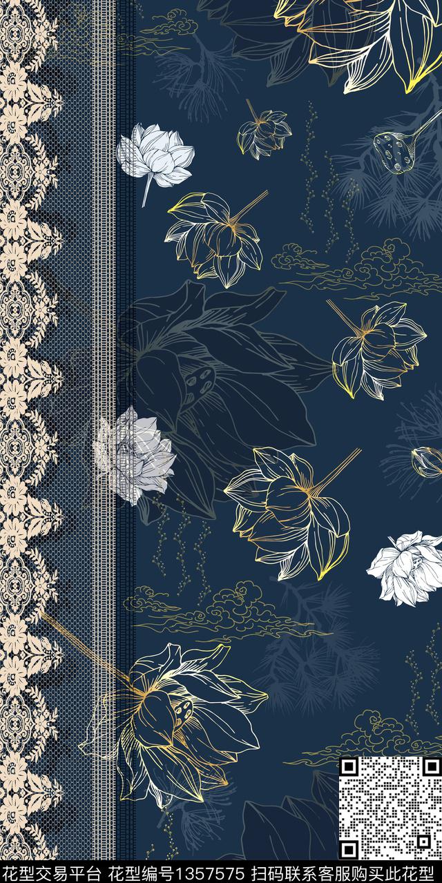 女装定位花花卉植物数码印花华亿平台下载（图片编号: 1357575） - 瓦栏（Walan）
