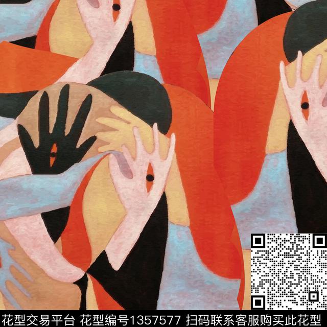 时尚眼睛几何数码印花华亿平台下载（图片编号: 1357577） - 瓦栏（Walan）