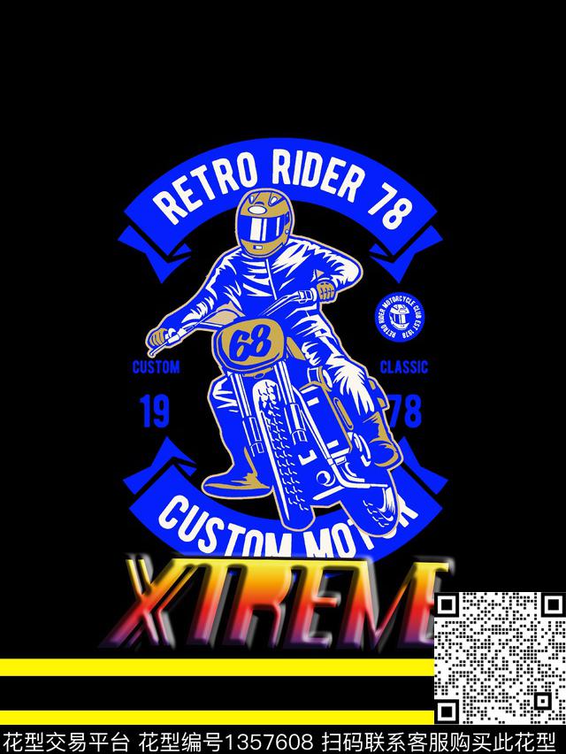 字母骑士摩托数码印花华亿平台下载（图片编号: 1357608） - 瓦栏（Walan）