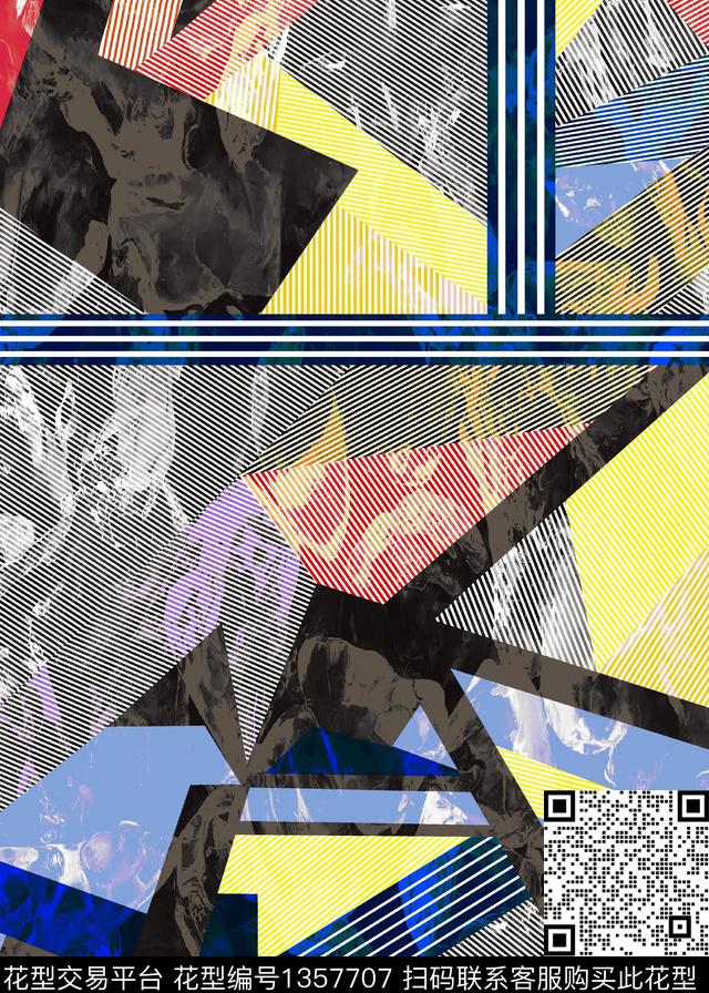 几何男装满版花抽象花卉数码印花华亿平台下载（图片编号: 1357707） - 瓦栏（Walan）