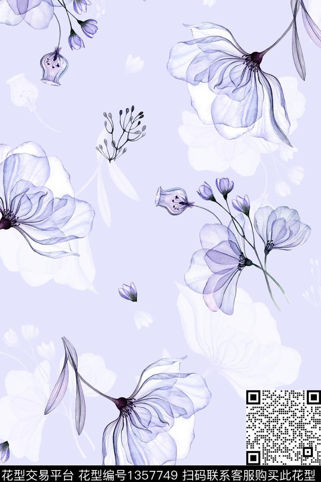 肌理花卉中国风数码印花华亿平台下载（图片编号: 1357749） - 瓦栏（Walan）