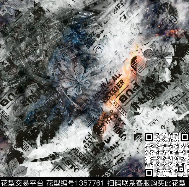 复古抽象男装潮牌数码印花华亿平台下载（图片编号: 1357761） - 瓦栏（Walan）