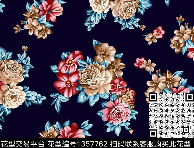 时尚简约花卉数码印花华亿平台下载（图片编号: 1357762） - 瓦栏（Walan）