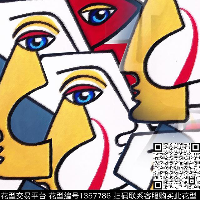 眼睛几何插画数码印花华亿平台下载（图片编号: 1357786） - 瓦栏（Walan）