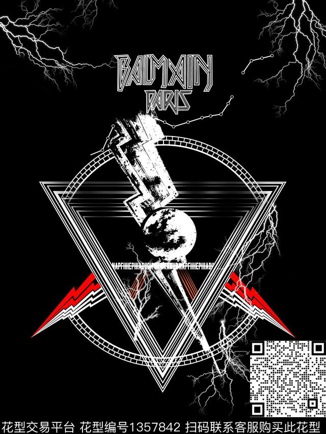 三角形闪电大牌风数码印花华亿平台下载（图片编号: 1357842） - 瓦栏（Walan）