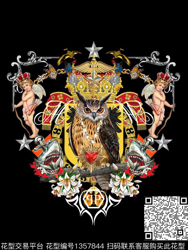 天使猫头鹰珠宝宝石数码印花华亿平台下载（图片编号: 1357844） - 瓦栏（Walan）