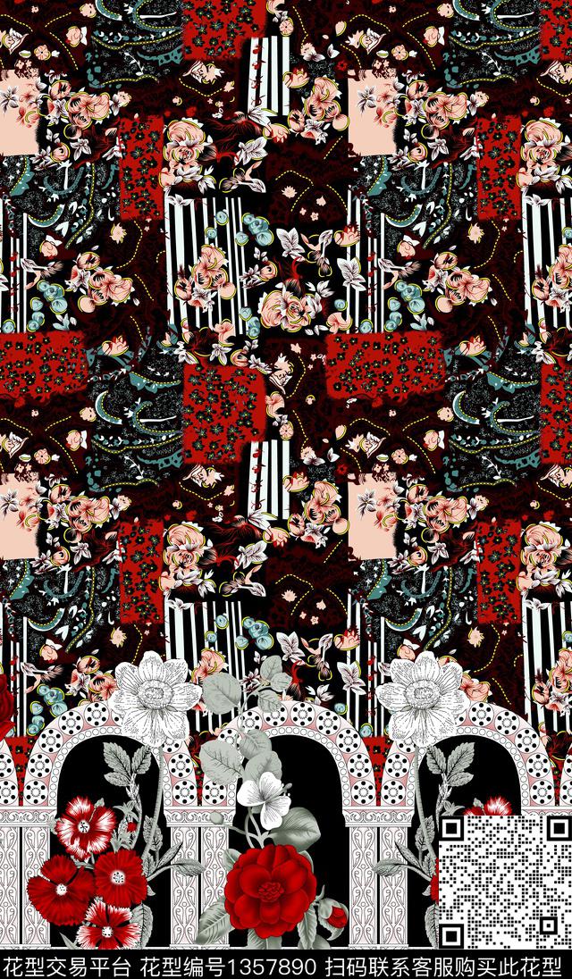 定位花复古民族风数码印花华亿平台下载（图片编号: 1357890） - 瓦栏（Walan）