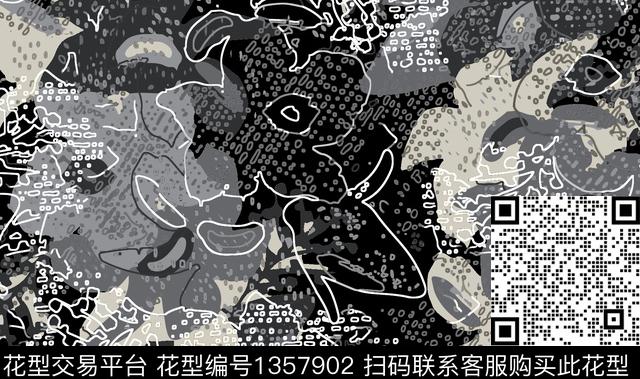 线条黑底花卉小碎花传统印花华亿平台下载（图片编号: 1357902） - 瓦栏（Walan）