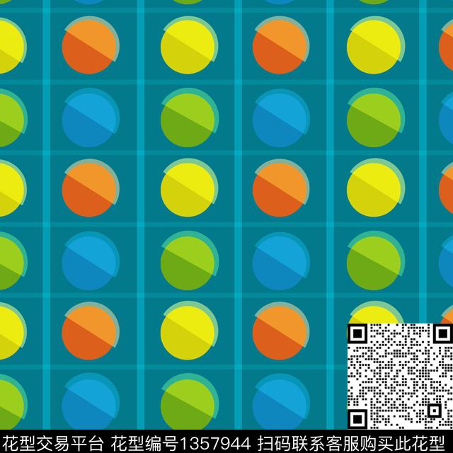 蓝色几何圆形传统印花华亿平台下载（图片编号: 1357944） - 瓦栏（Walan）