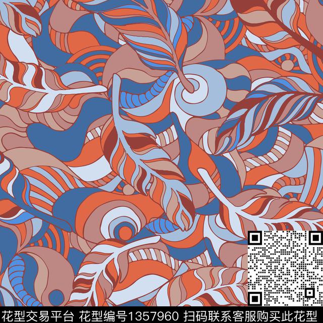 几何漩涡大牌风数码印花华亿平台下载（图片编号: 1357960） - 瓦栏（Walan）