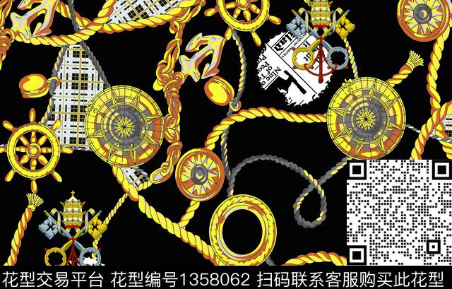 建筑宫廷风链条数码印花华亿平台下载（图片编号: 1358062） - 瓦栏（Walan）