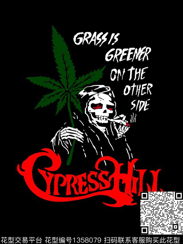 字母骷髅绿植树叶数码印花华亿平台下载（图片编号: 1358079） - 瓦栏（Walan）