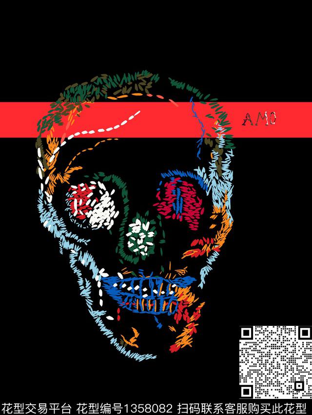 字母骷髅数码印花华亿平台下载（图片编号: 1358082） - 瓦栏（Walan）