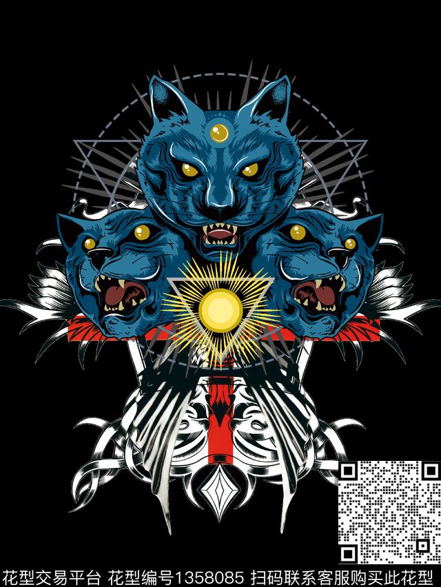 翅膀三角形狼数码印花华亿平台下载（图片编号: 1358085） - 瓦栏（Walan）