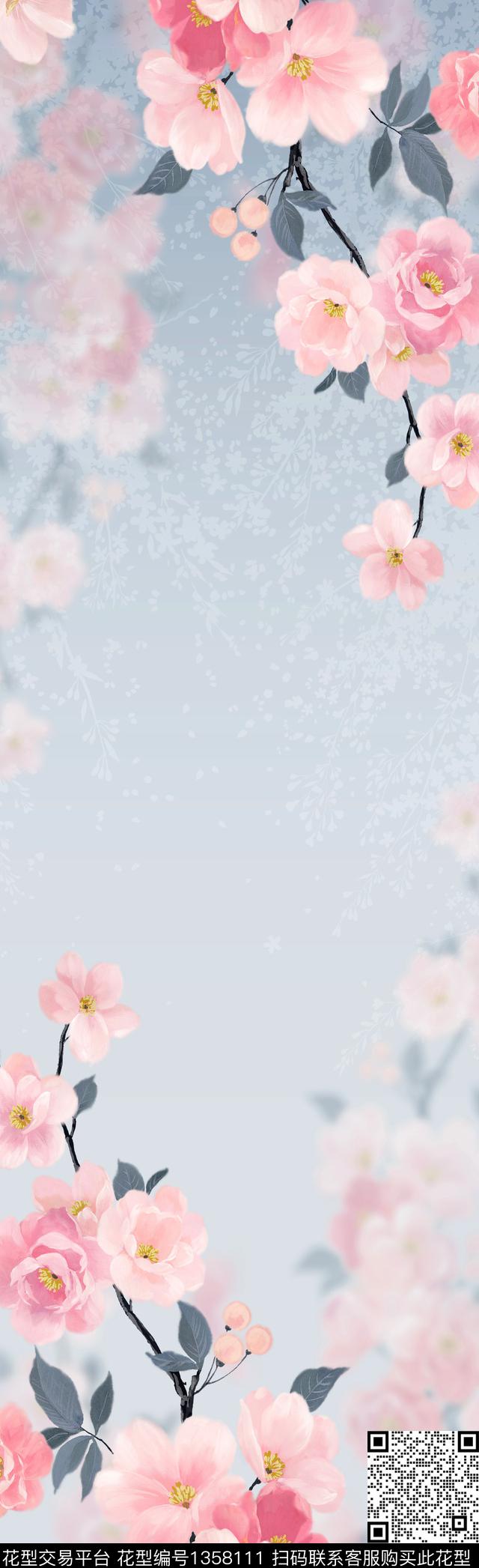 数码华亿平台手绘花卉水彩花卉数码印花华亿平台下载（图片编号: 1358111） - 瓦栏（Walan）