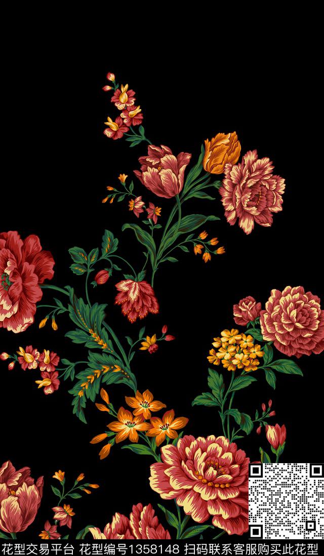 定位花花卉大牌风数码印花华亿平台下载（图片编号: 1358148） - 瓦栏（Walan）