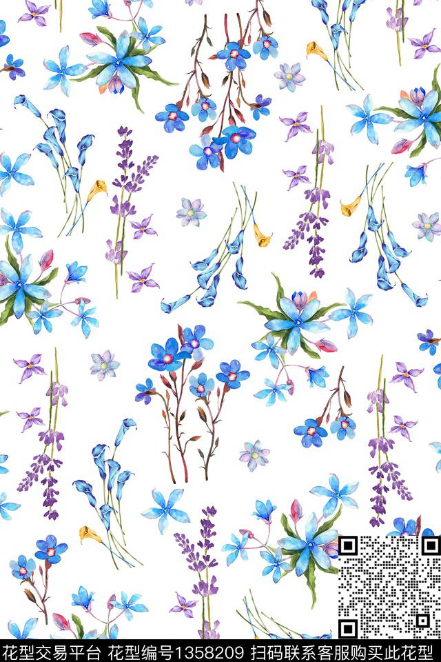 花卉小清新小碎花数码印花华亿平台下载（图片编号: 1358209） - 瓦栏（Walan）