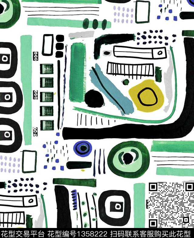 鸟小碎花手绘几何数码印花华亿平台下载（图片编号: 1358222） - 瓦栏（Walan）