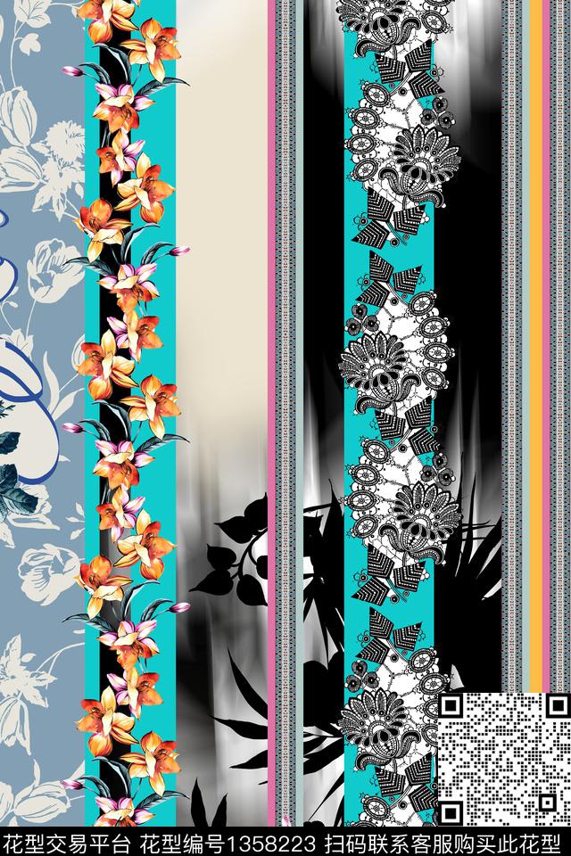 花卉定位花长裙数码印花华亿平台下载（图片编号: 1358223） - 瓦栏（Walan）