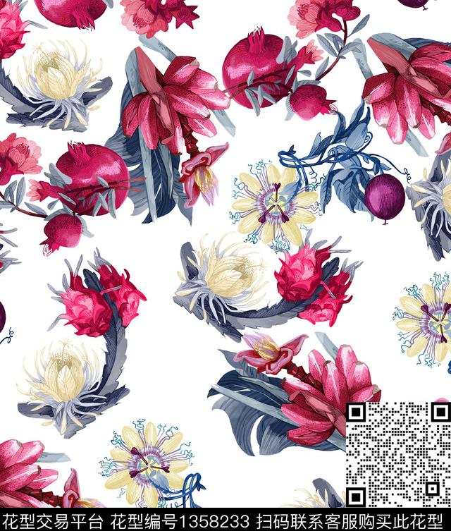 水果彩底花卉小清新数码印花华亿平台下载（图片编号: 1358233） - 瓦栏（Walan）