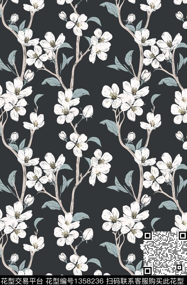 绿植树叶花卉大牌风数码印花华亿平台下载（图片编号: 1358236） - 瓦栏（Walan）