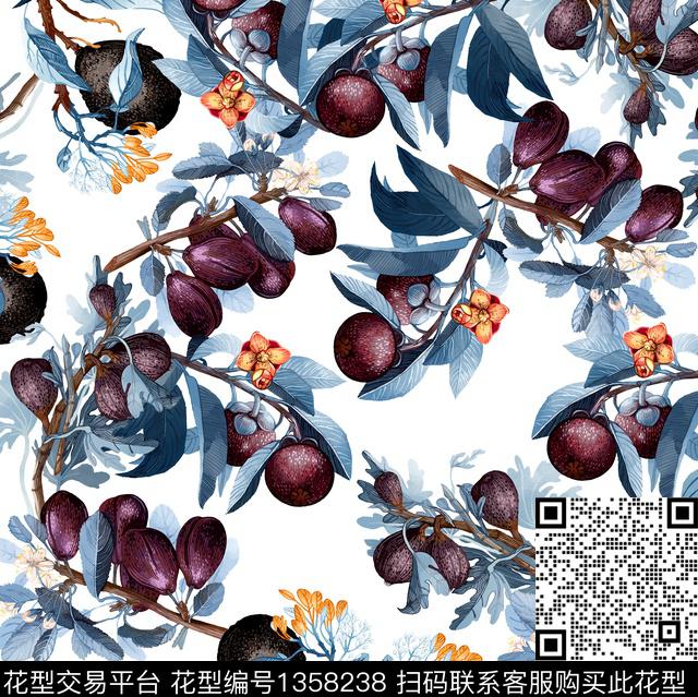 水果彩底花卉小清新数码印花华亿平台下载（图片编号: 1358238） - 瓦栏（Walan）