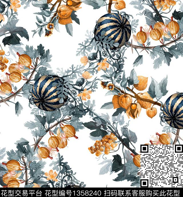 水果彩底花卉小清新数码印花华亿平台下载（图片编号: 1358240） - 瓦栏（Walan）