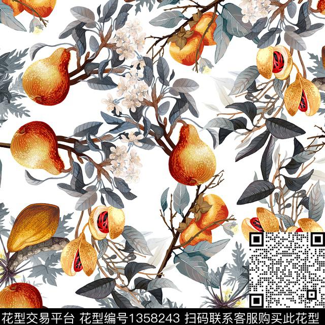 水果彩底花卉小清新数码印花华亿平台下载（图片编号: 1358243） - 瓦栏（Walan）