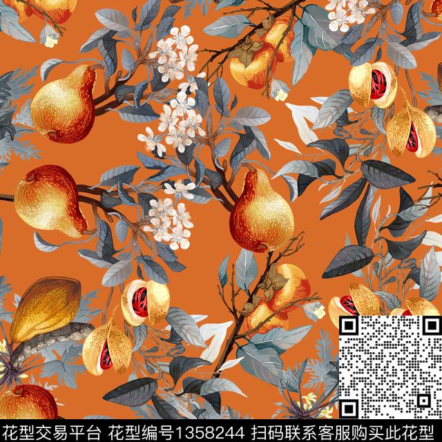 水果彩底花卉小清新数码印花华亿平台下载（图片编号: 1358244） - 瓦栏（Walan）