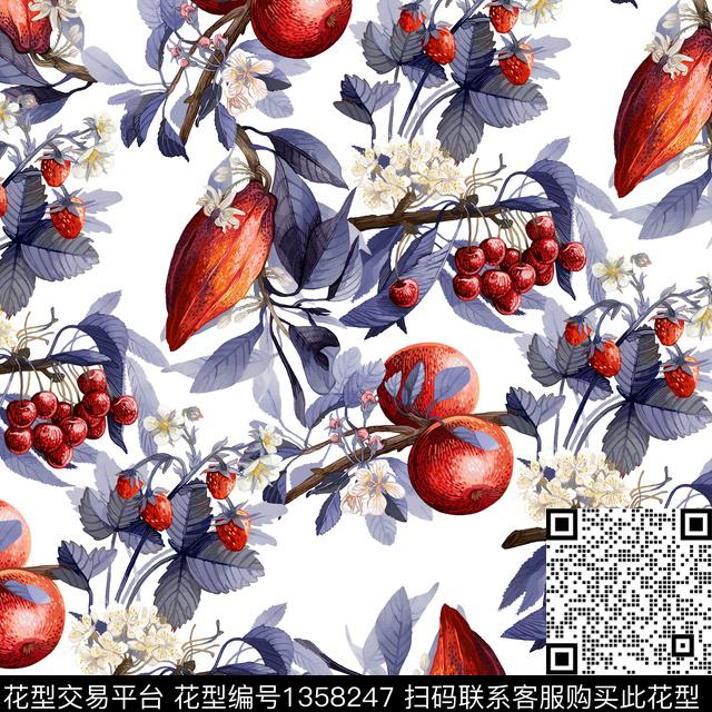 水果彩底花卉小清新数码印花华亿平台下载（图片编号: 1358247） - 瓦栏（Walan）