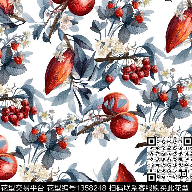 水果彩底花卉小清新数码印花华亿平台下载（图片编号: 1358248） - 瓦栏（Walan）