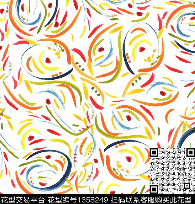 鸟小碎花手绘几何数码印花华亿平台下载（图片编号: 1358249） - 瓦栏（Walan）