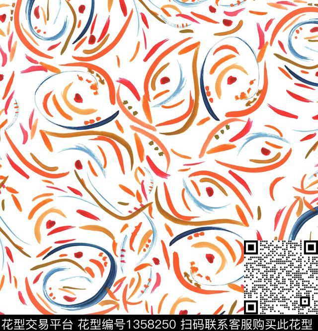 鸟小碎花手绘几何数码印花华亿平台下载（图片编号: 1358250） - 瓦栏（Walan）