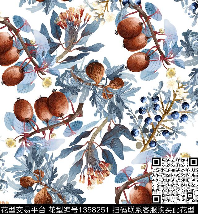 水果彩底花卉小清新数码印花华亿平台下载（图片编号: 1358251） - 瓦栏（Walan）