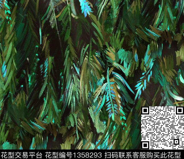 鸢尾花羽绒服棕榈树数码印花华亿平台下载（图片编号: 1358293） - 瓦栏（Walan）