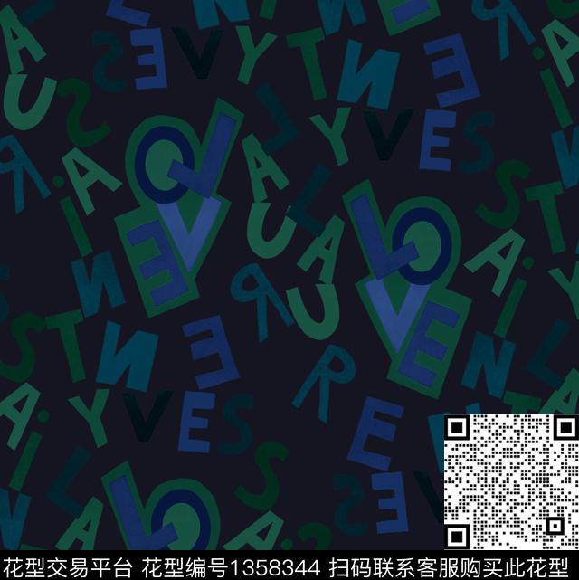 字母数码印花华亿平台下载（图片编号: 1358344） - 瓦栏（Walan）