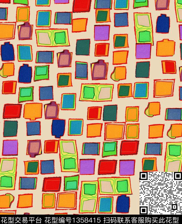 几何童装抽象数码印花华亿平台下载（图片编号: 1358415） - 瓦栏（Walan）