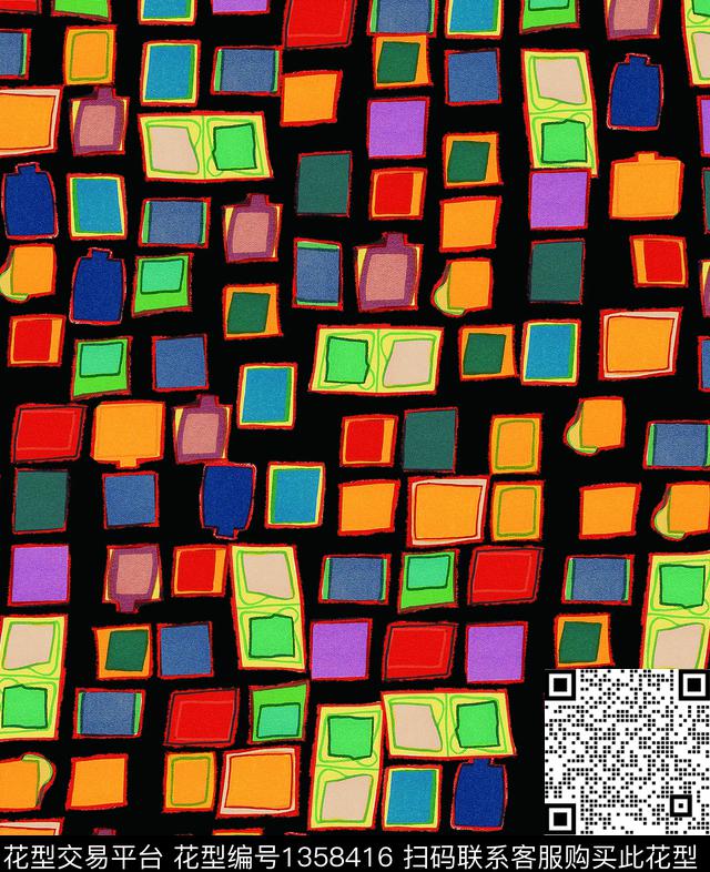 几何童装抽象数码印花华亿平台下载（图片编号: 1358416） - 瓦栏（Walan）