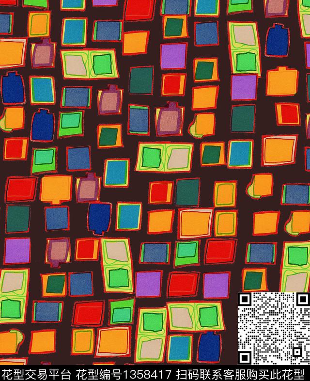 几何童装抽象数码印花华亿平台下载（图片编号: 1358417） - 瓦栏（Walan）