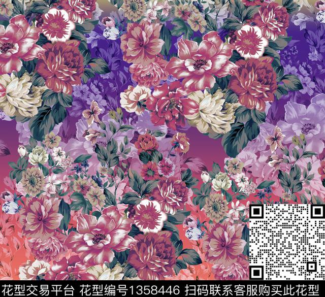 绿植树叶花卉大牌风数码印花华亿平台下载（图片编号: 1358446） - 瓦栏（Walan）