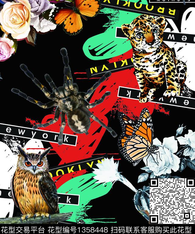 字母动物老虎数码印花华亿平台下载（图片编号: 1358448） - 瓦栏（Walan）