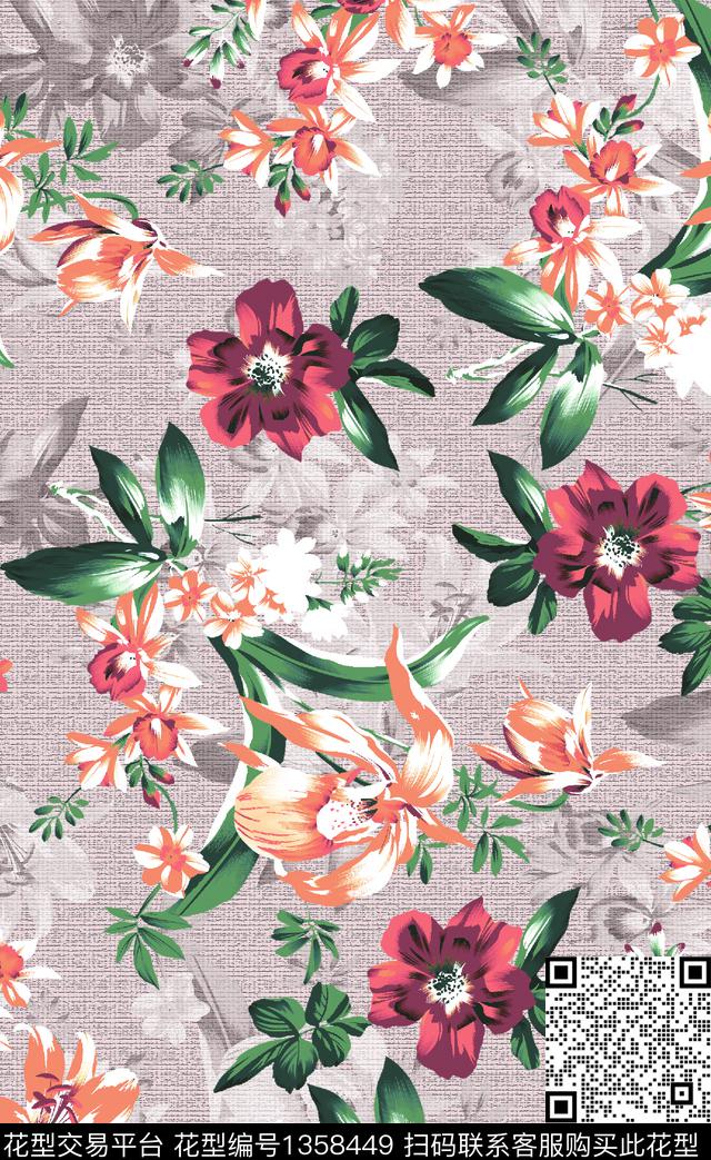 绿植树叶数码华亿平台花卉数码印花华亿平台下载（图片编号: 1358449） - 瓦栏（Walan）