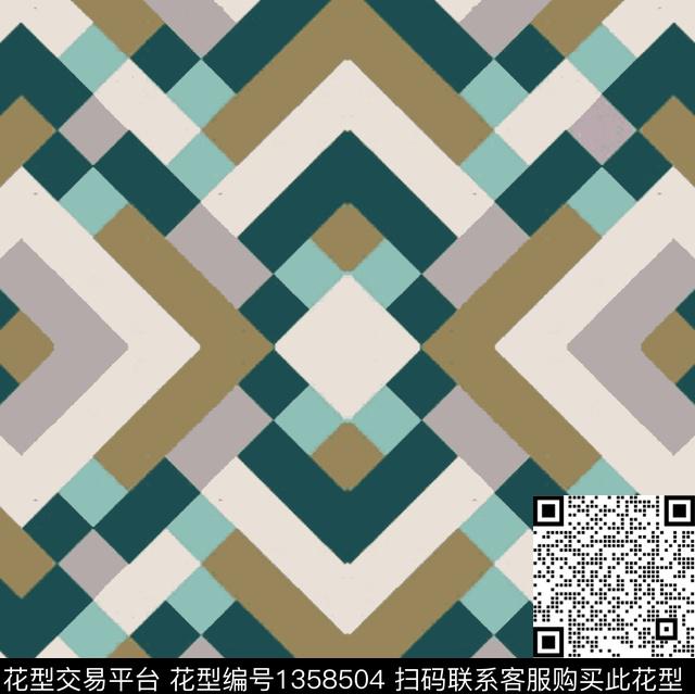 几何格子传统印花华亿平台下载（图片编号: 1358504） - 瓦栏（Walan）