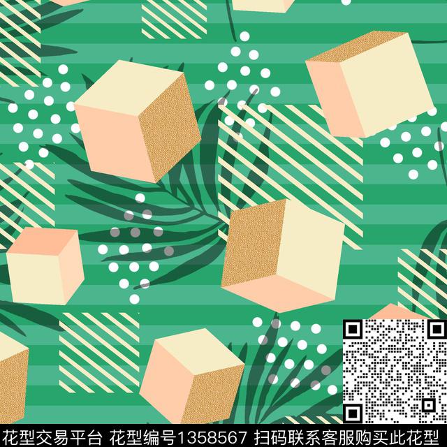 几何大牌风条纹传统印花华亿平台下载（图片编号: 1358567） - 瓦栏（Walan）