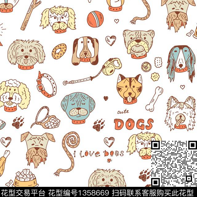 几何可爱卡通动物数码印花华亿平台下载（图片编号: 1358669） - 瓦栏（Walan）