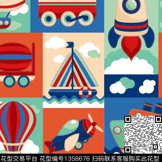 几何格子卡通动物数码印花华亿平台下载（图片编号: 1358676） - 瓦栏（Walan）