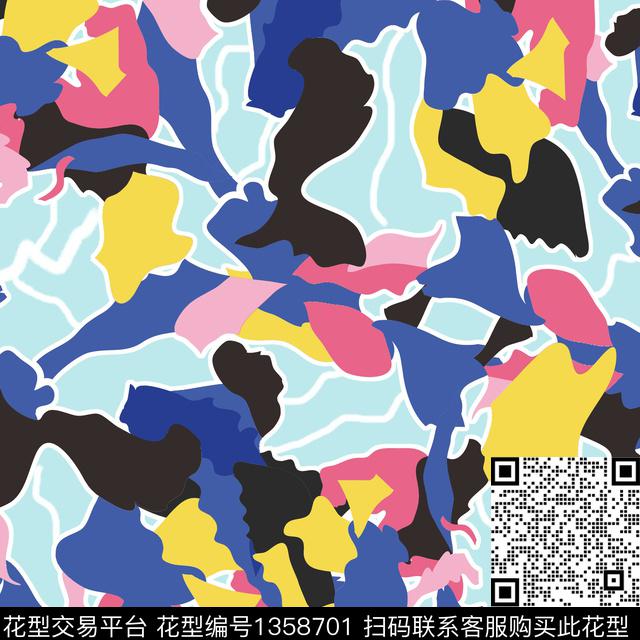 几何格子迷彩传统印花华亿平台下载（图片编号: 1358701） - 瓦栏（Walan）